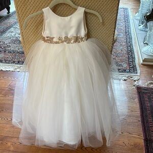 Charming White and Gold Kids Formal Dress